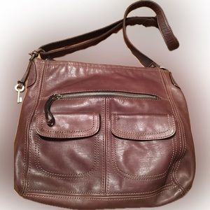 Fossil Vintage Leather CrossBody Messenger Shoulder Handbag Whiskey Brown